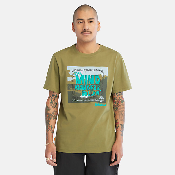 Uniseks Outdoor Graphic T-shirt in donkergroen-