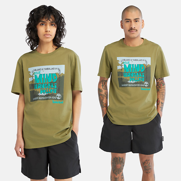 T-shirt Gráfica Outdoor Sem Género em verde-escuro-