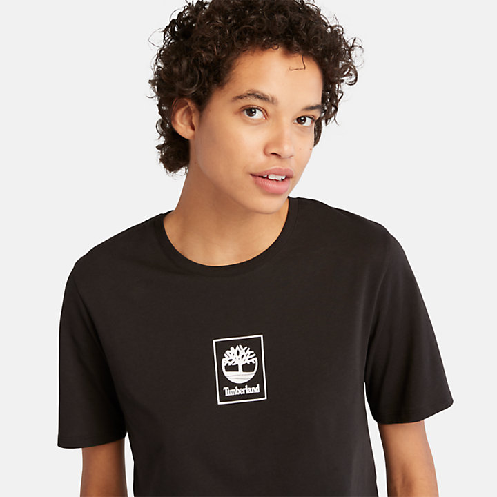 Camiseta con logotipo Stack para mujer en negro-