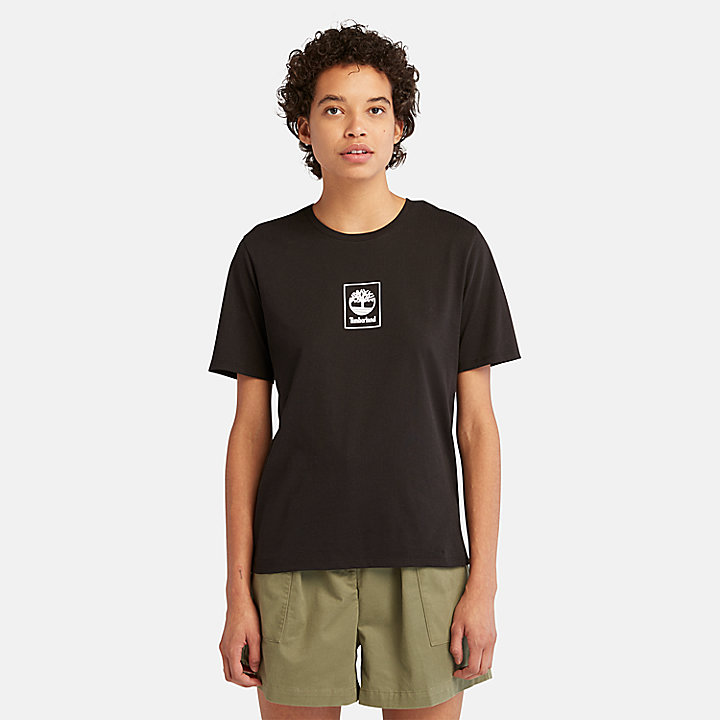 T-shirt com Logótipo Stack para Mulher em preto