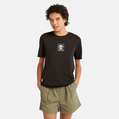 Timberland T-shirt Com Logótipo Stack Para Mulher Em Preto Preto
