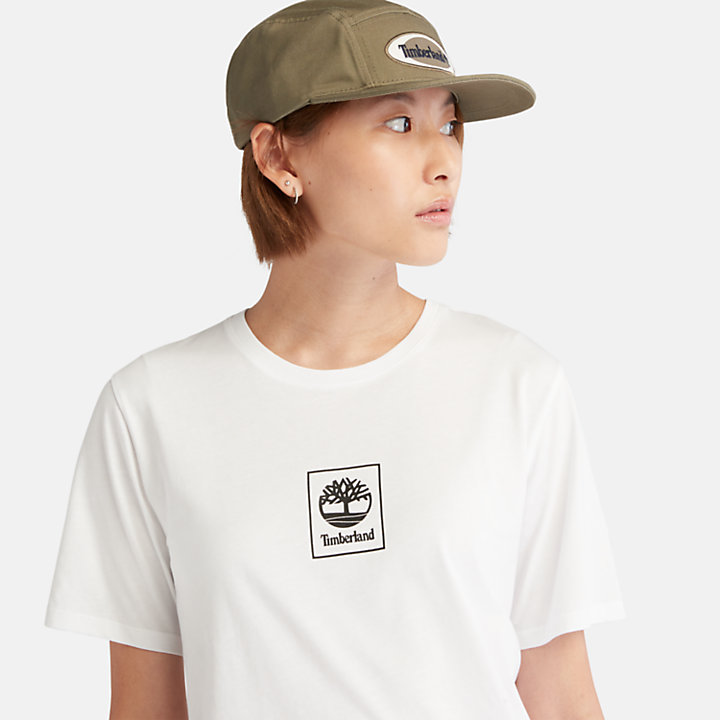 Camiseta con logotipo Stack para mujer en blanco-