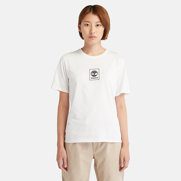 Stack Logo T-shirt voor dames in wit-