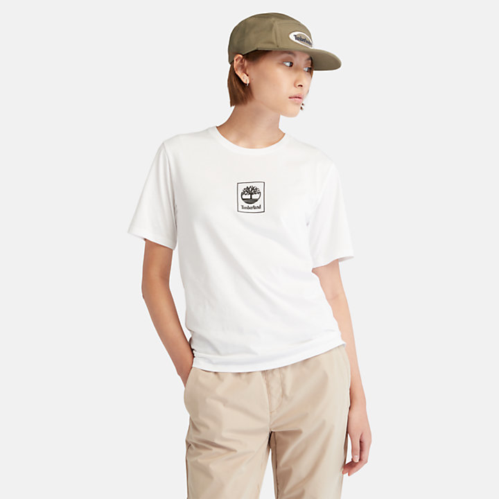 Camiseta con logotipo Stack para mujer en blanco-