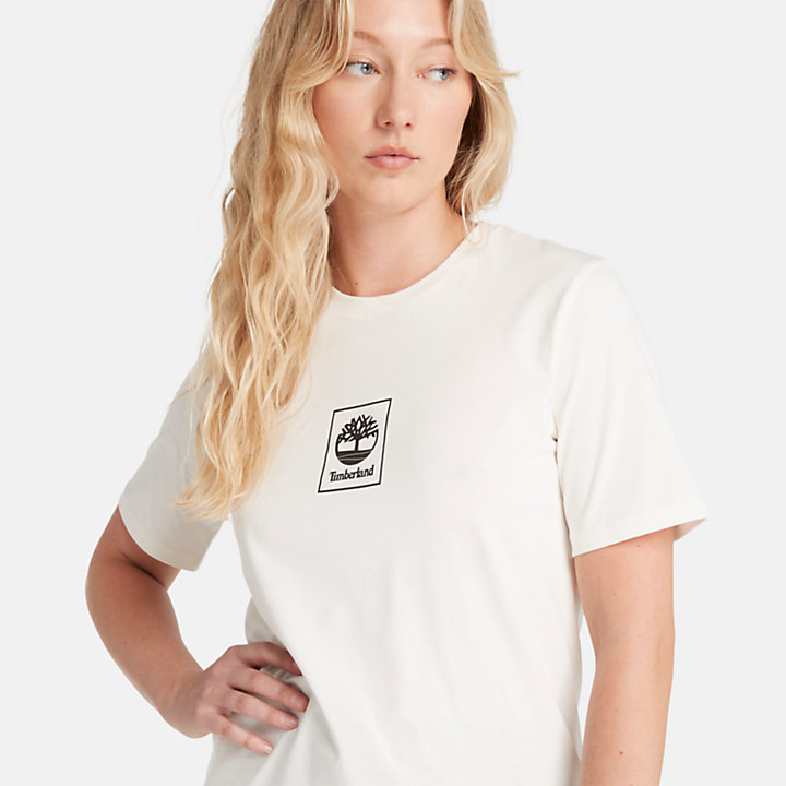 Stack Logo T-Shirt for Women in White-
