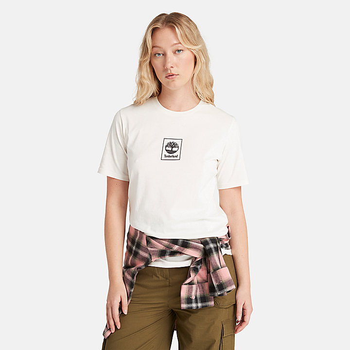 T-shirt à logo Stack pour femme en blanc