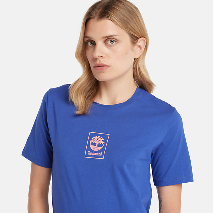 Camiseta Stack con logotipo para mujer en azul-