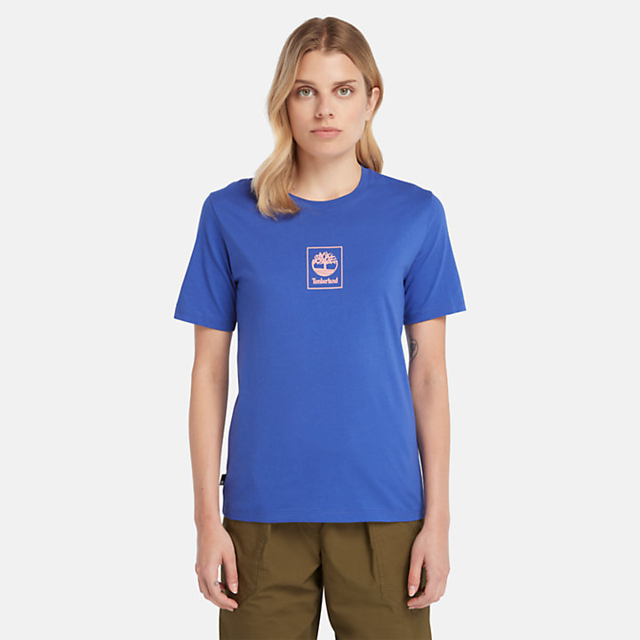 Camiseta Stack con logotipo para mujer en azul-