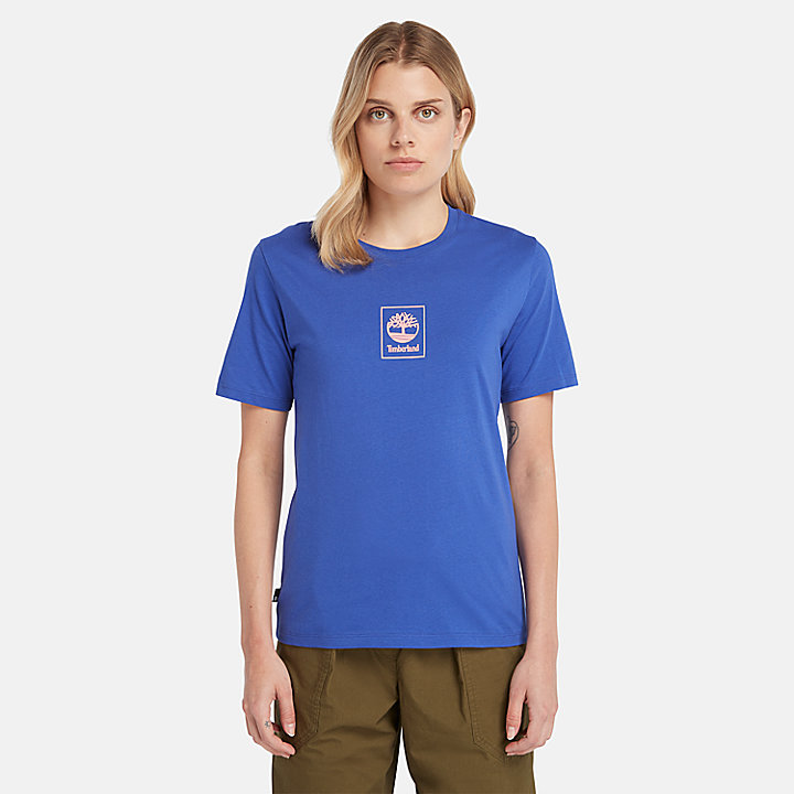 Camiseta Stack con logotipo para mujer en azul