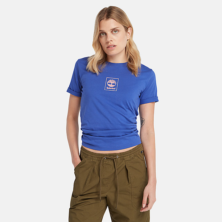 Stack Logo T-shirt voor dames in blauw