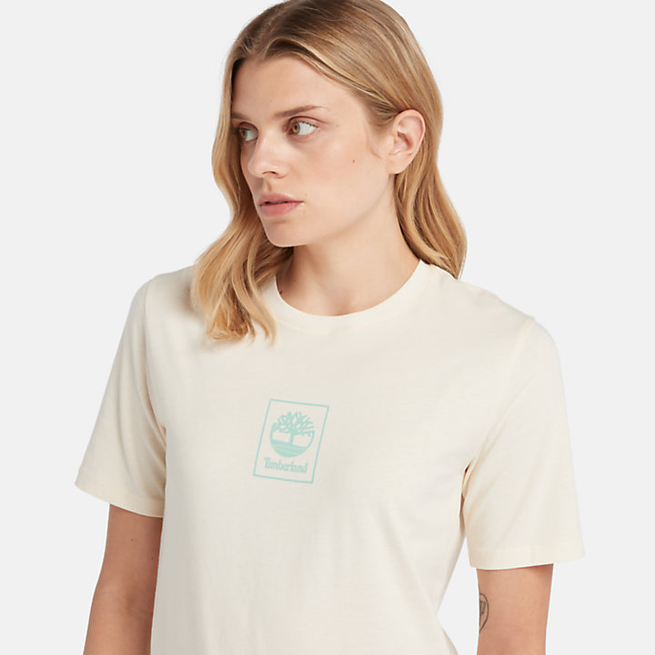 T-shirt à logo Stack pour femme en beige-