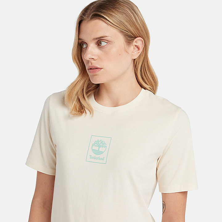 Camiseta Stack con logotipo para mujer en blanco