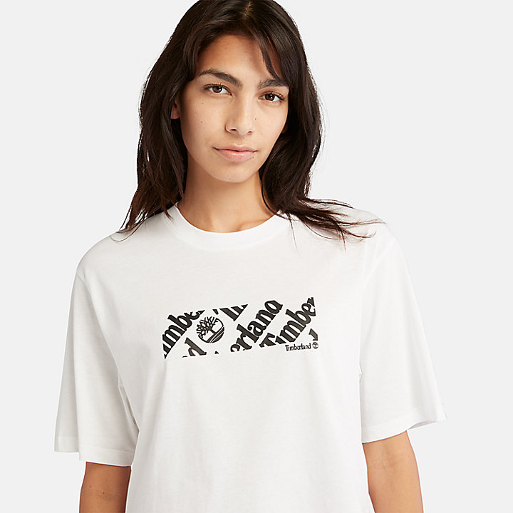 T-shirt court avec logo pour femme en blanc