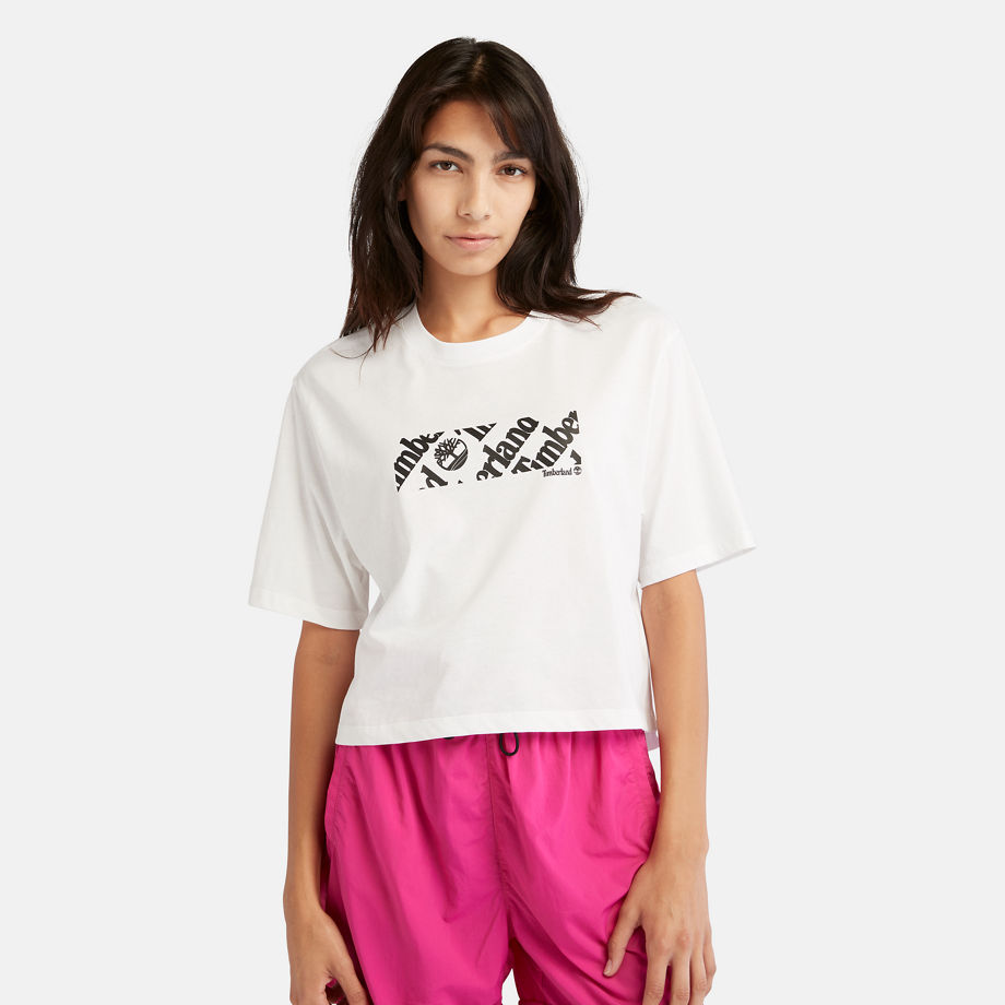 Timberland Logo Pack Cropped Tee For Women In White White