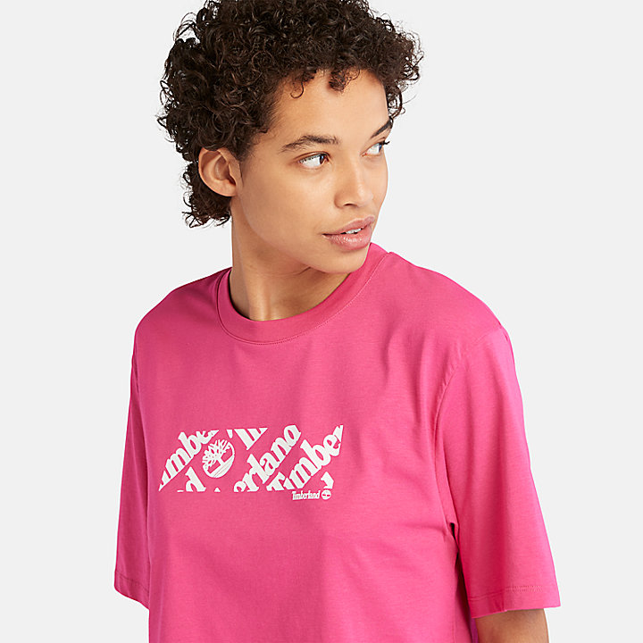 T-shirt court avec logo pour femme en rose