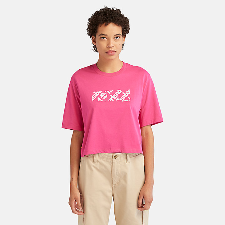 Logo Pack Cropped Tee for Women in Pink