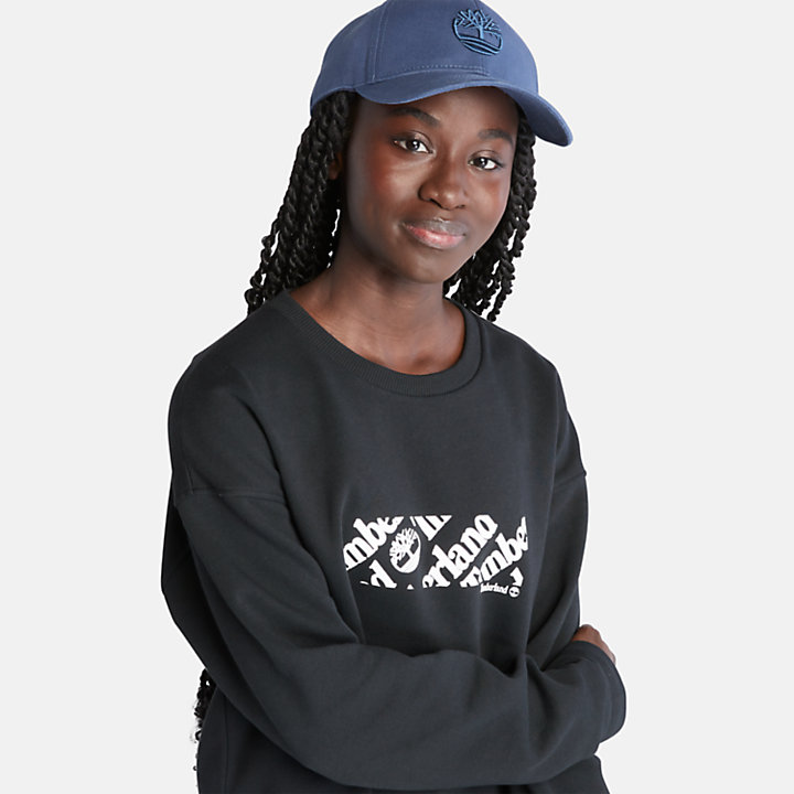 Cropped Logo Sweatshirt for Women in Black-