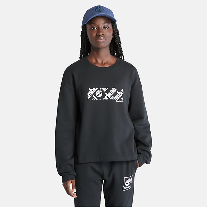 Cropped Logo Sweatshirt for Women in Black-