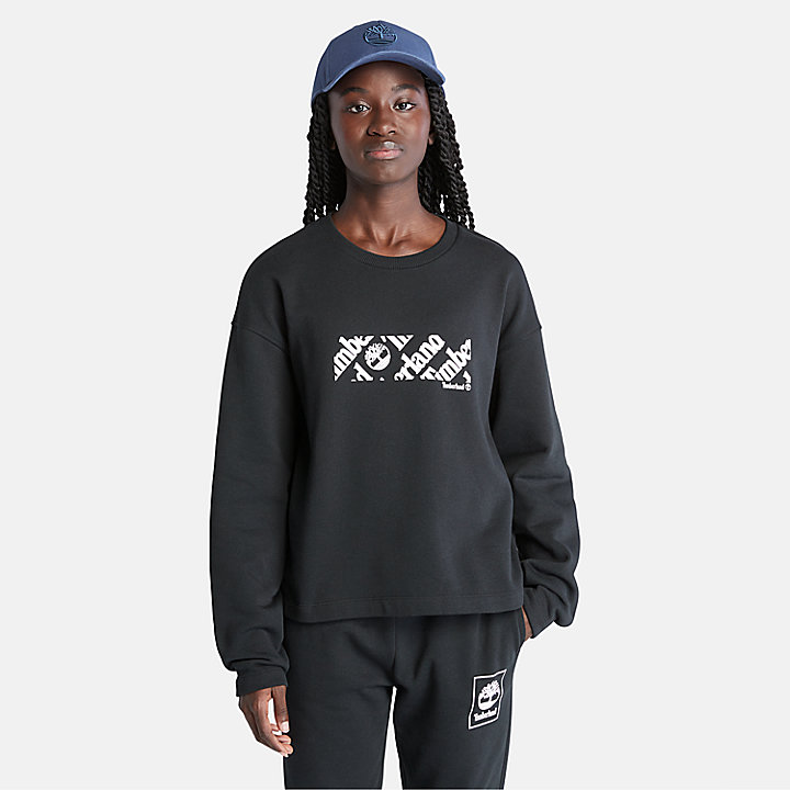 Cropped Sweatshirt mit Logo für Damen in Schwarz