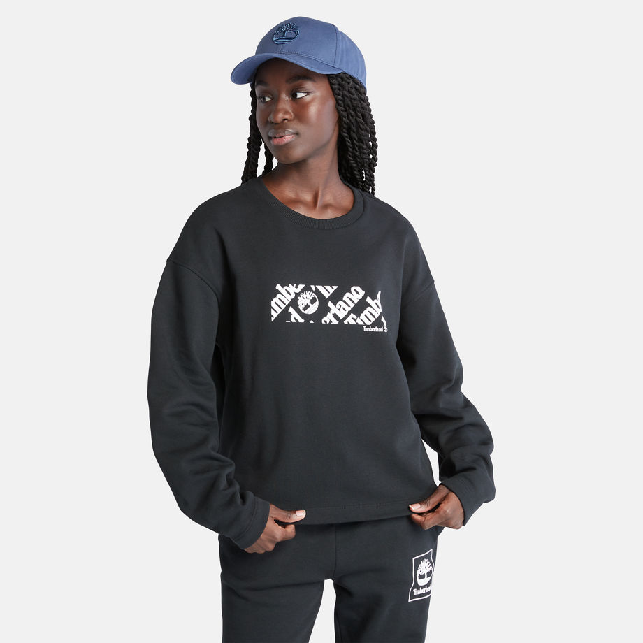 Timberland Cropped Logo Sweatshirt For Women In Black Black, Size L