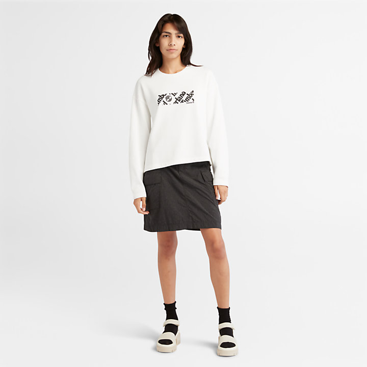 Cropped Logo Sweatshirt voor dames in wit-