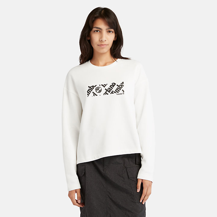 Cropped Logo Sweatshirt for Women in White-