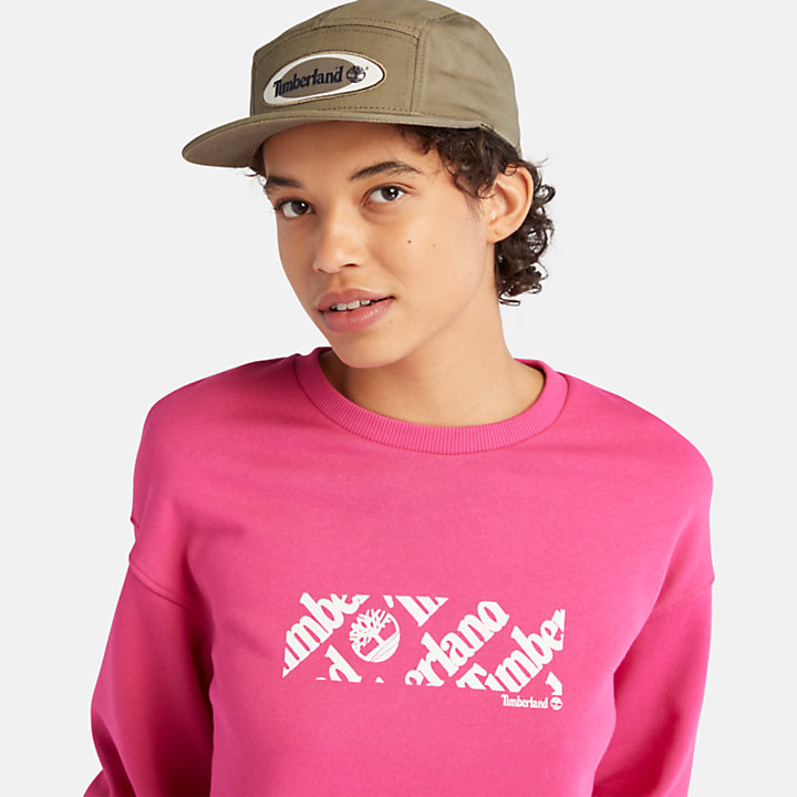 Sudadera corta con logotipo para mujer en rosa-