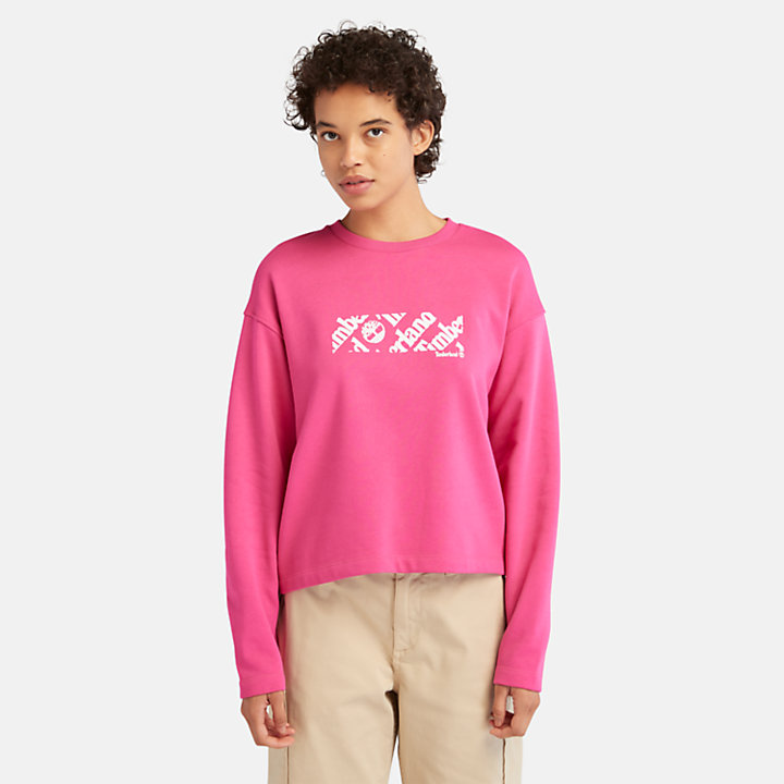 Sweat-shirt court à logo pour femme en rose-