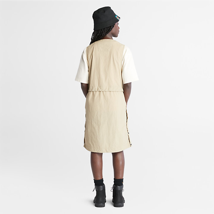 Multi Pocket Dress for Women in Beige-