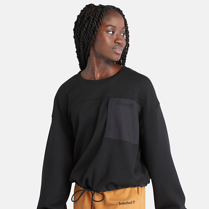 Sweat-shirt à col rond Bold Beginnings pour femme en noir-