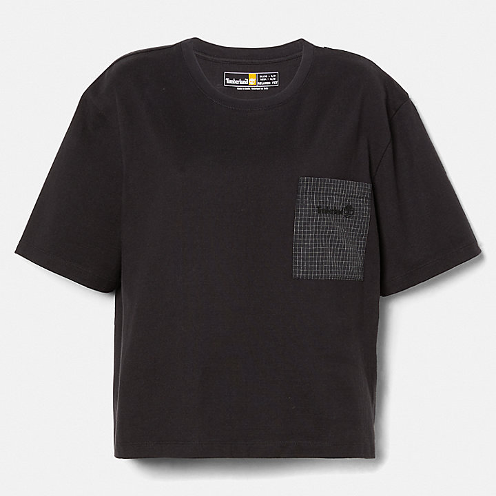 T-shirt numa Mistura de Texturas Bold Beginnings para Mulher em preto