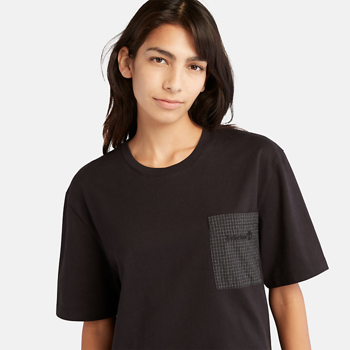 T-shirt numa Mistura de Texturas Bold Beginnings para Mulher em preto-