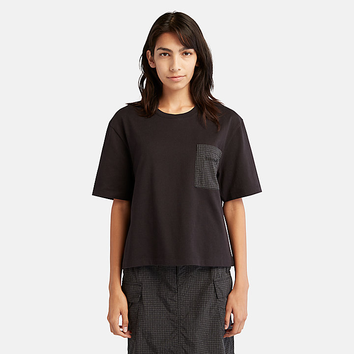 T-shirt in Materiali Misti Bold Beginnings da Donna in colore nero