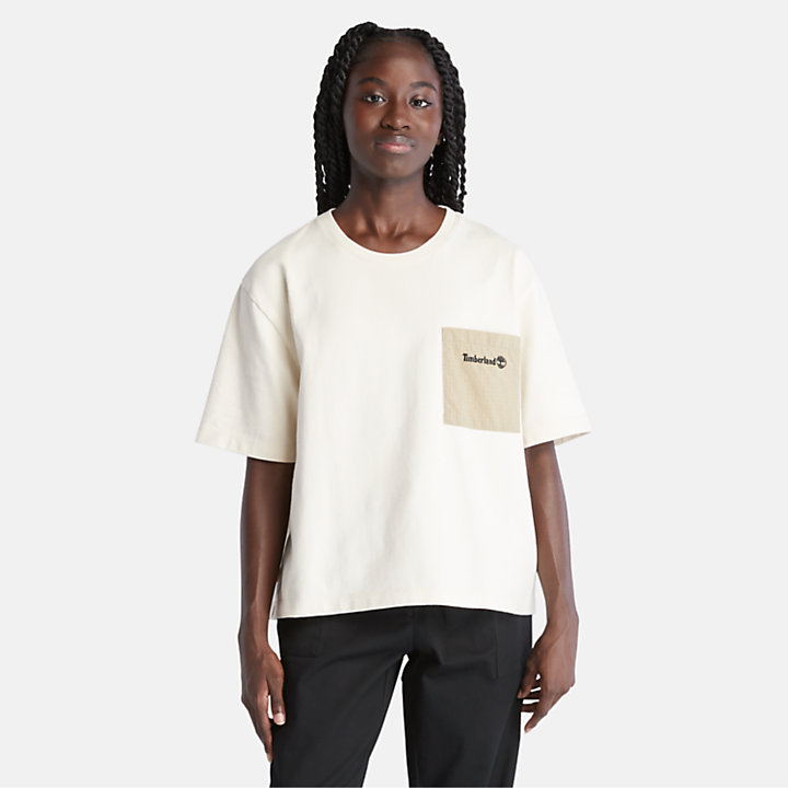 T-shirt in Materiali Misti Bold Beginnings da Donna in bianco-