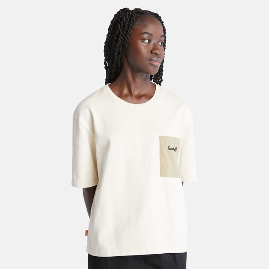 T-shirt en matières mixtes Bold Beginnings pour femme en blanc | Timberland
