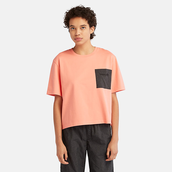 Camiseta de técnica mixta Bold Beginnings para mujer en rosa-