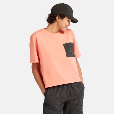 Timberland Bold Beginnings Mixed Media T-shirt Voor Dames In Roze Roze