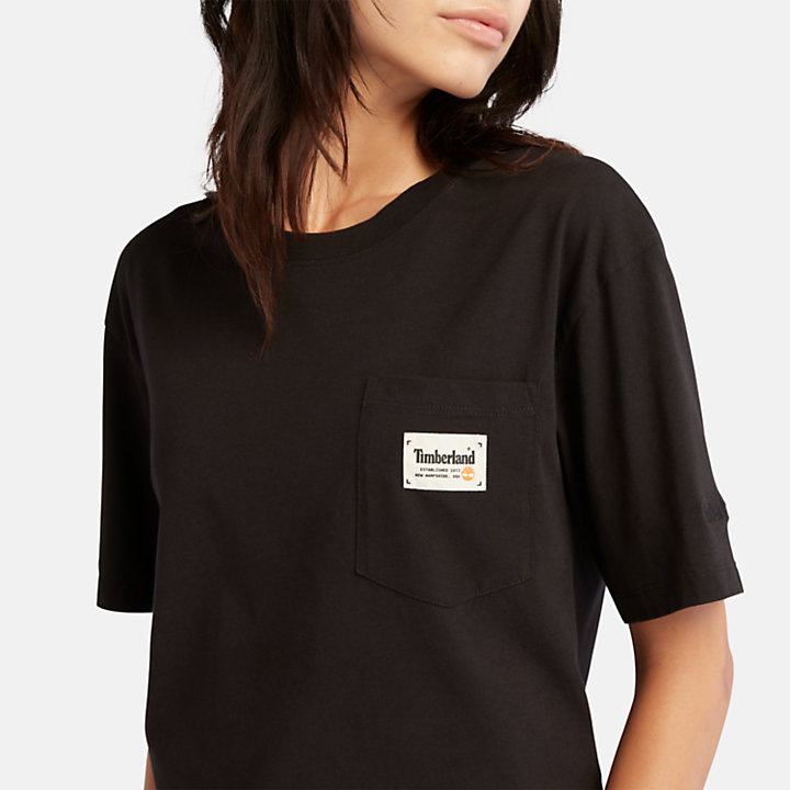 T-shirt à poche pour femme en noir-