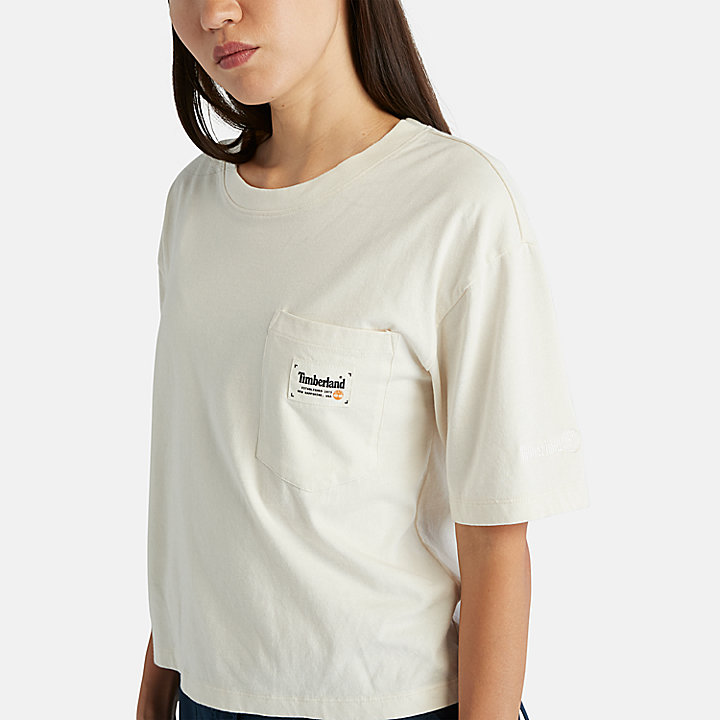 Katoenen T-shirt met borstzak voor dames in