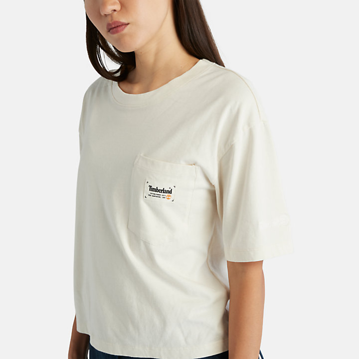 Katoenen T-shirt met borstzak voor dames in-