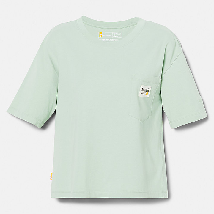 T-shirt com Bolso para Mulher em verde-claro