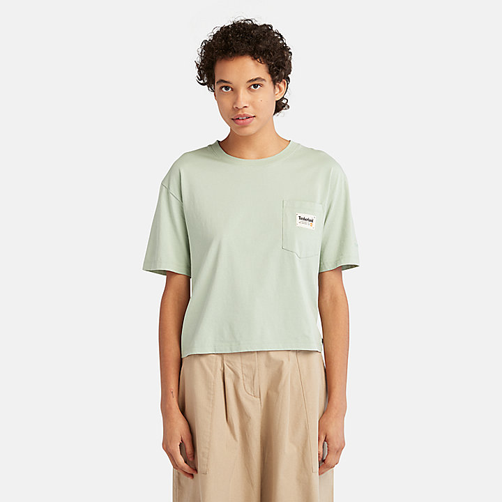 T-shirt com Bolso para Mulher em verde-claro