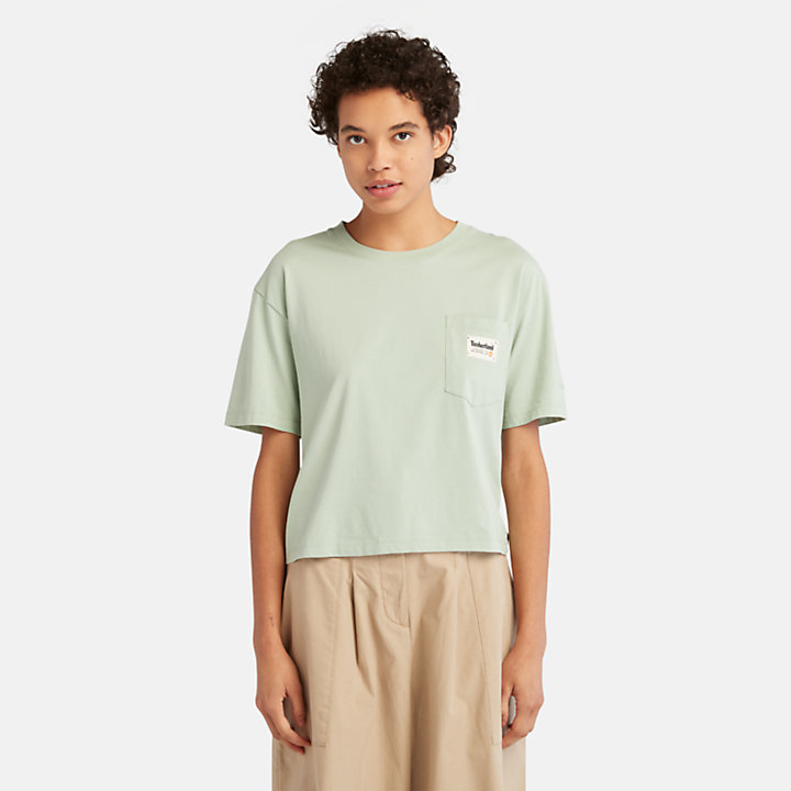 T-shirt à poche pour femme en vert clair-