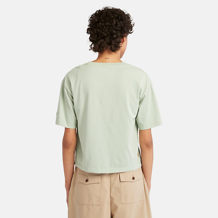 Camiseta con bolsillo para mujer en verde claro-