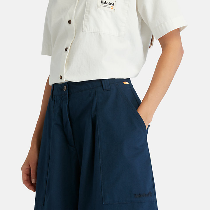 Cullote Estilo Vestuário de Trabalho Utility para Mulher em azul-marinho-