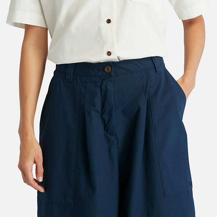 Cullote Estilo Vestuário de Trabalho Utility para Mulher em azul-marinho-