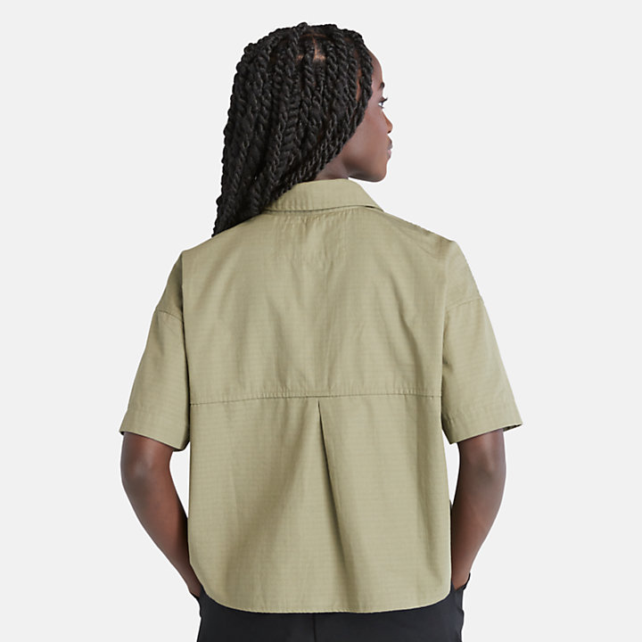 Camisa de trabajo de manga corta para mujer en verde-