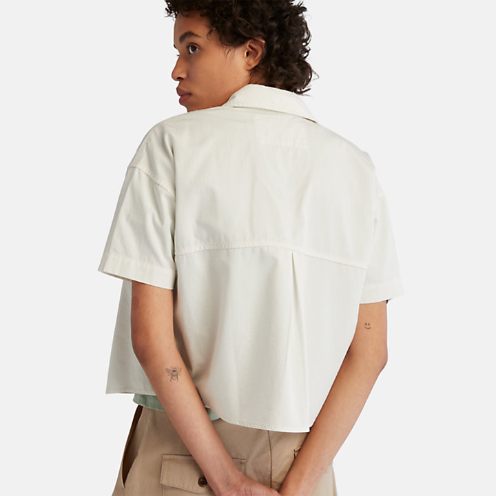 Short Sleeve Shop Shirt for Women in White-