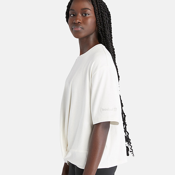 Gedrapeerd TimberFRESH™ T-shirt voor dames in wit