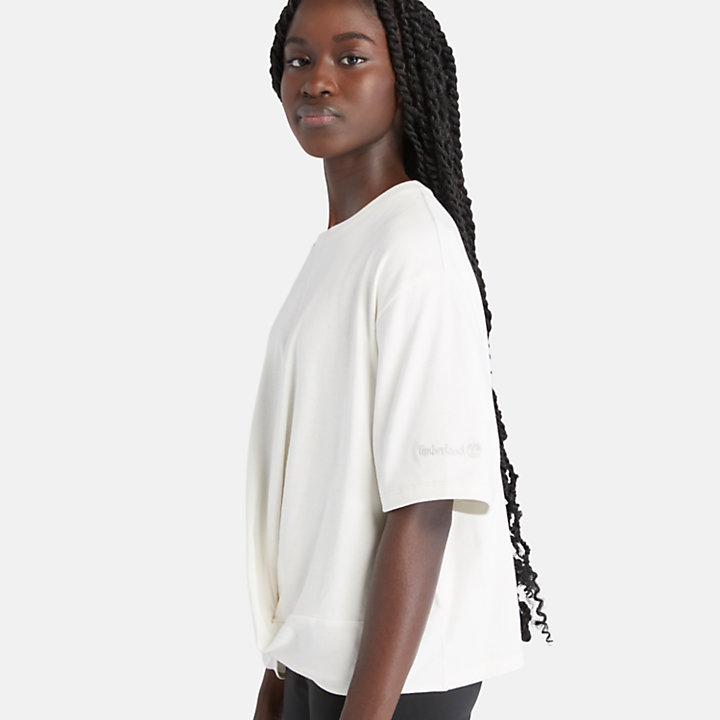 Gedrapeerd TimberFRESH™ T-shirt voor dames in wit-